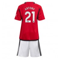 Dětský fotbalový dres Manchester United Antony #21 2023-24 Domácí Krátký Rukáv (+ trenýrky)